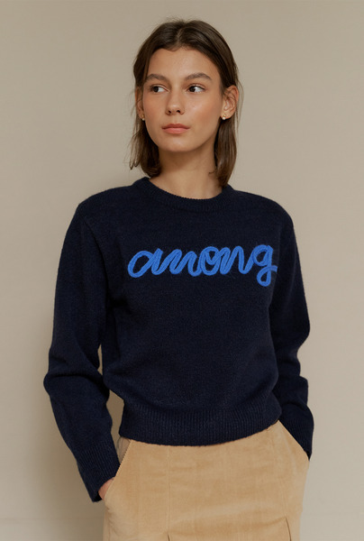 A AMONG EMBROIDERY KNIT_NAVY